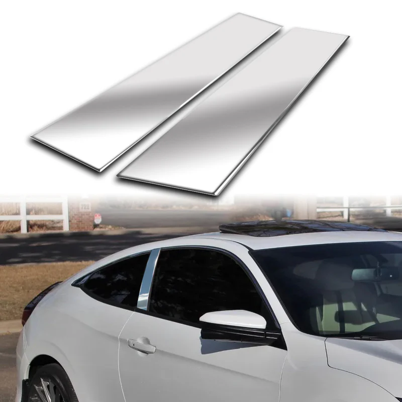 For 2016 - 2020 Honda Civic 2DR/Coupe Mirror Chrome Exterior Stainless Car Window Door Pillar Trim 2-PCS - Image 7