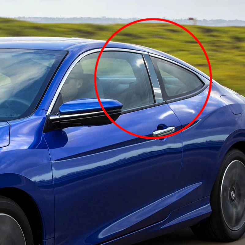 For 2016 - 2020 Honda Civic 2DR/Coupe Mirror Chrome Exterior Stainless Car Window Door Pillar Trim 2-PCS - Image 8