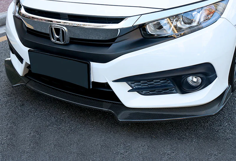 For 2016-2021 Honda Civic 10Th Front Bumper Body Splitter Spoiler Lip 3PCS -Carbon Fiber Look - Image 5