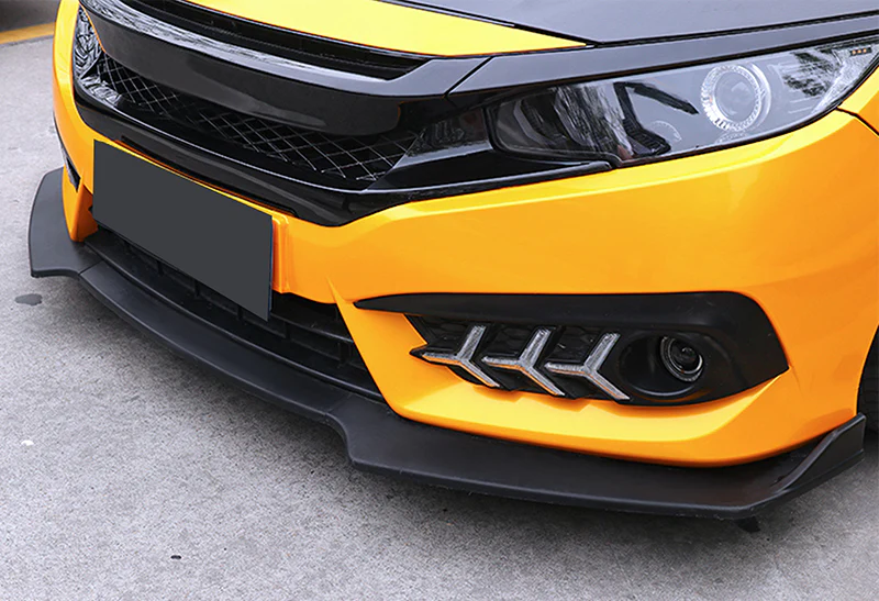 For 2016-2021 Honda Civic 10th Matte Black Front Bumper Splitter Spoiler Lip 3PCS - Image 5
