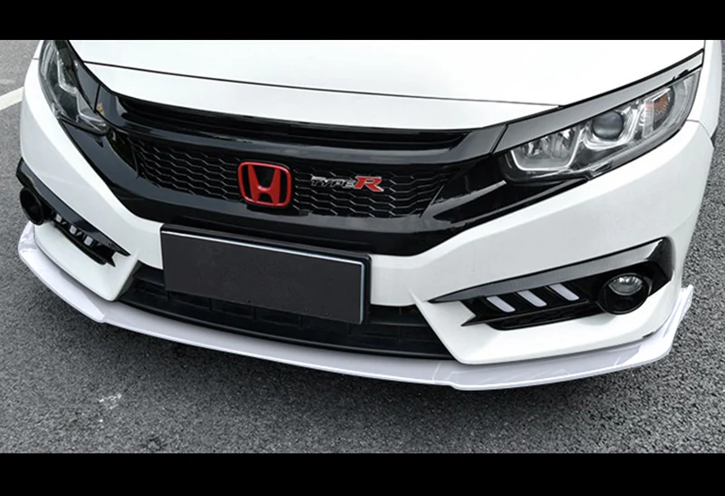 For 2016-2021 Honda Civic 10th Painted White Front Bumper Splitter Spoiler Lip 3PCS - Image 5