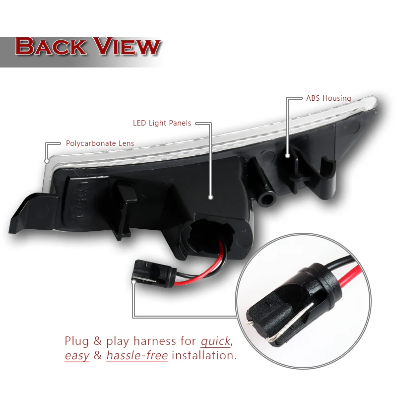 For 2016–2021 Mazda MX5 Miata Amber LED Turn Signal Front Side Marker Lights -Clear Lens - Image 3