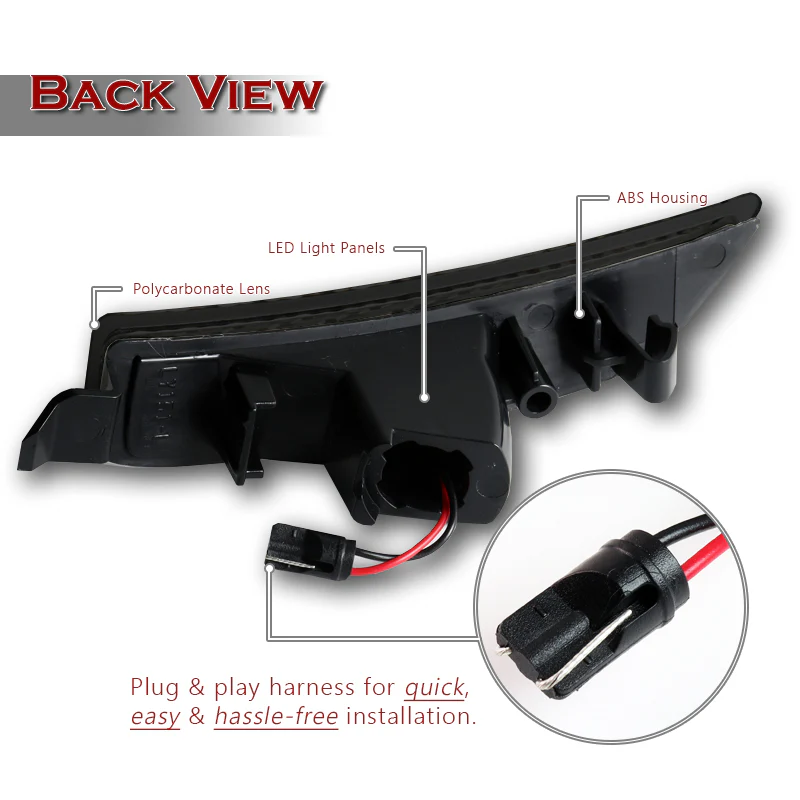 For 2016–2021 Mazda MX5 Miata Amber LED Turn Signal Front Side Marker Lights -Smoked Lens - Image 3