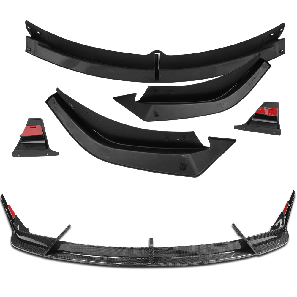 For 2016 - 2021 Tesla Model X Front Bumper Splitter Spoiler Lip 5PCS -Carbon Fiber Look - Image 4