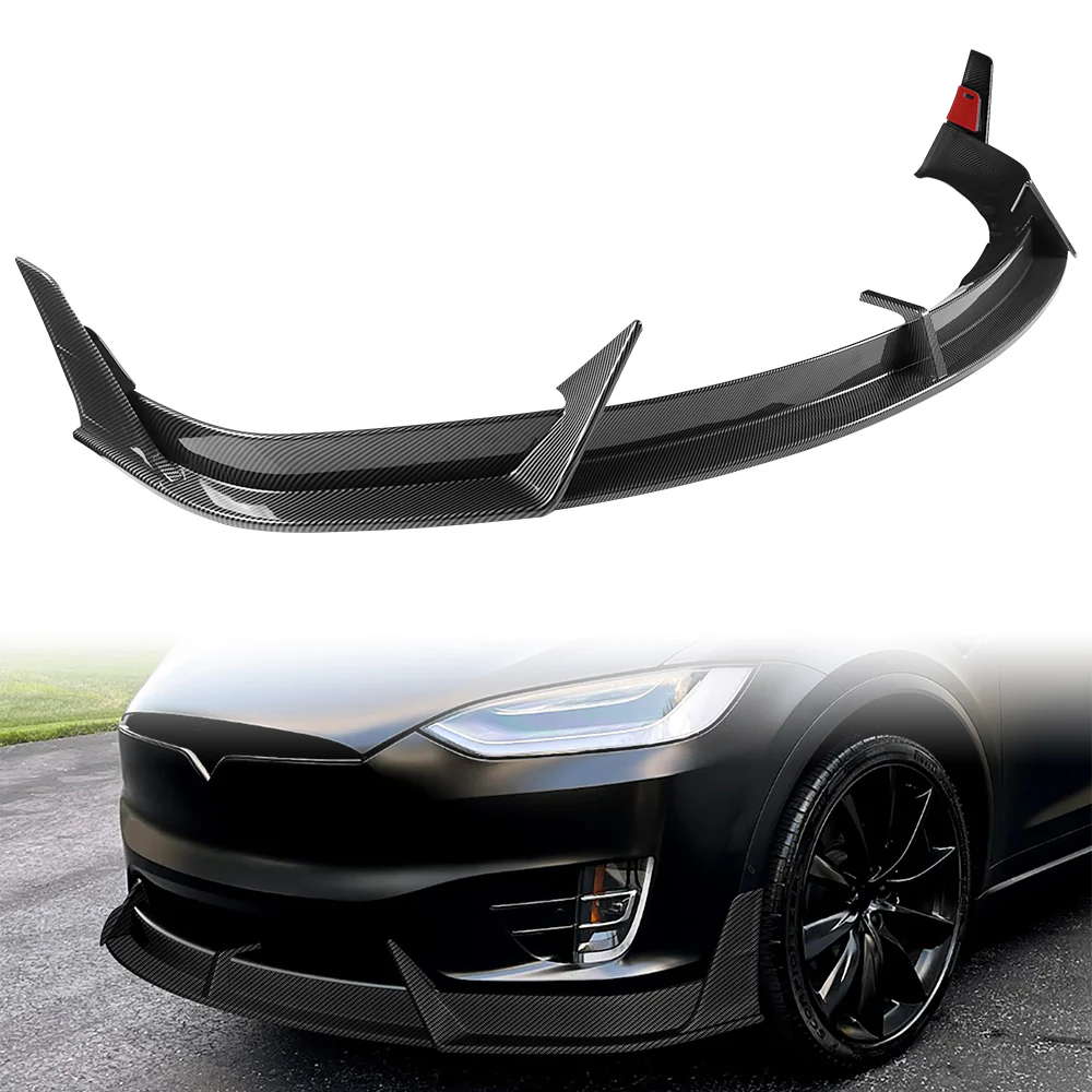 For 2016 - 2021 Tesla Model X Front Bumper Splitter Spoiler Lip 5PCS -Carbon Fiber Look - Image 7