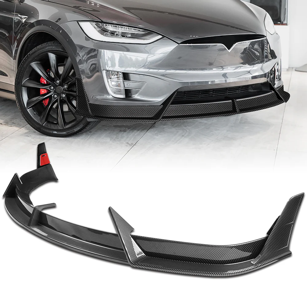For 2016 - 2021 Tesla Model X Front Bumper Splitter Spoiler Lip 5PCS -Carbon Fiber Look - Image 8