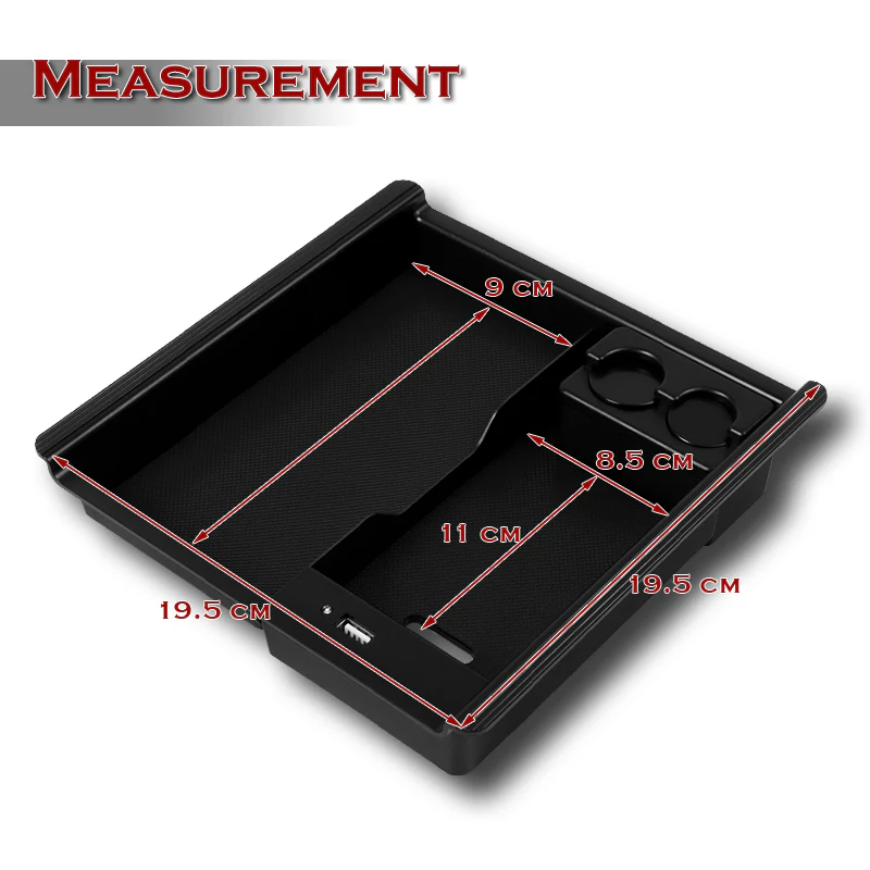 For 2016 - 2021 Toyota Tacoma Center Console Organizer Tray Armrest Storage Box With Wireless Charger And USB Ports - Image 5