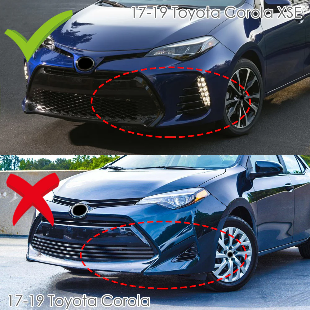 For 2017-2019 Corolla SE XSE GT-Style 3-PCS  Painted Black Front Bumper Spoiler Lip - Image 6