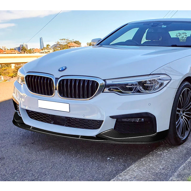 For 2017-2020 BMW 5-Series G30 M-Sport Carbon Fiber Front Bumper Splitter Spoiler Lip 3PCS - Image 5