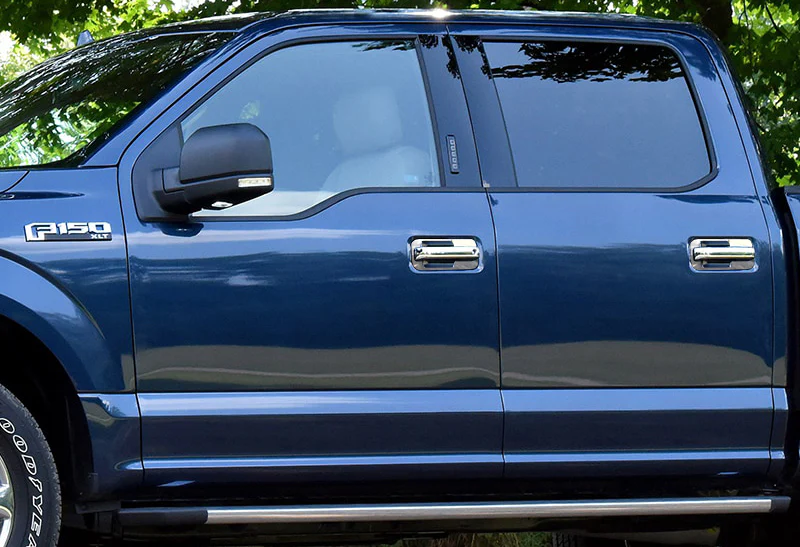 For 2017 - 2020 Ford F-250 F250 Super Duty Chrome Exterior Door Pull Handle Cover Cap Trim Kit With Smart Key Hole - Image 3