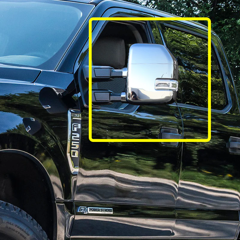 For 2017 - 2021 Ford F250 F350 F450 Super Duty Chrome Side Towing Mirror Cover Caps -With Turn Signal Hole - Image 5
