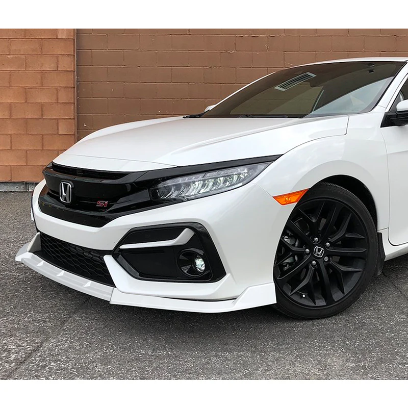 For 2017-2021 Honda Civic Si Coupe Sedan 3-PCS Painted White Front Bumper Spoiler Lip - Image 5