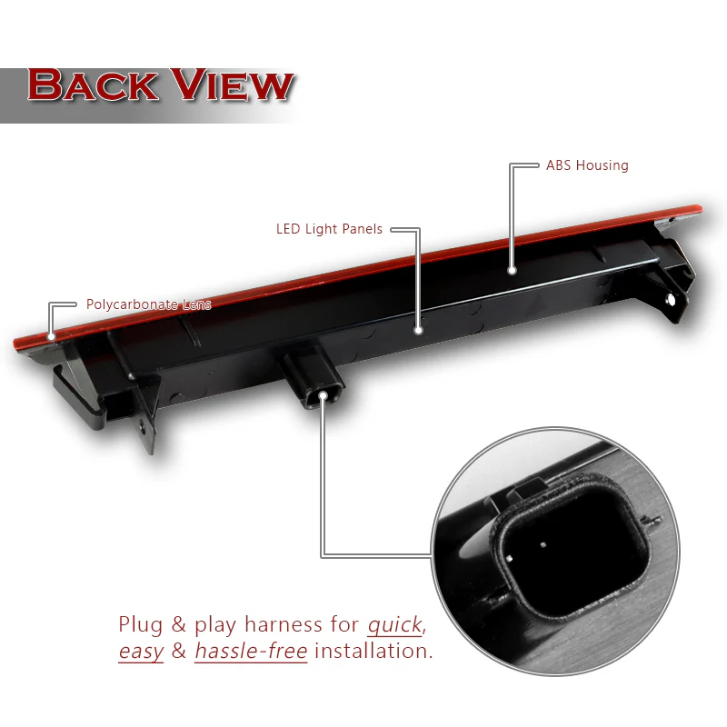 For 2017-2021 Nissan Qashqai LED High Mount Third 3RD Brake Light Stop Lamp -Red Lens - Image 3
