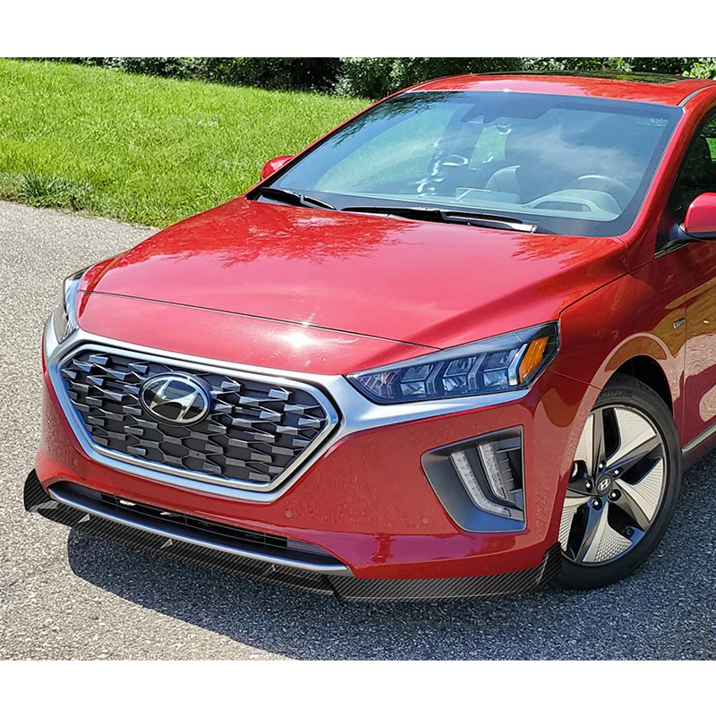 For 2017-2022 Hyundai IONIQ STP-Style Carbon Look 3-Piece Front Bumper Body Spoiler Splitter Lip Kit - Image 7