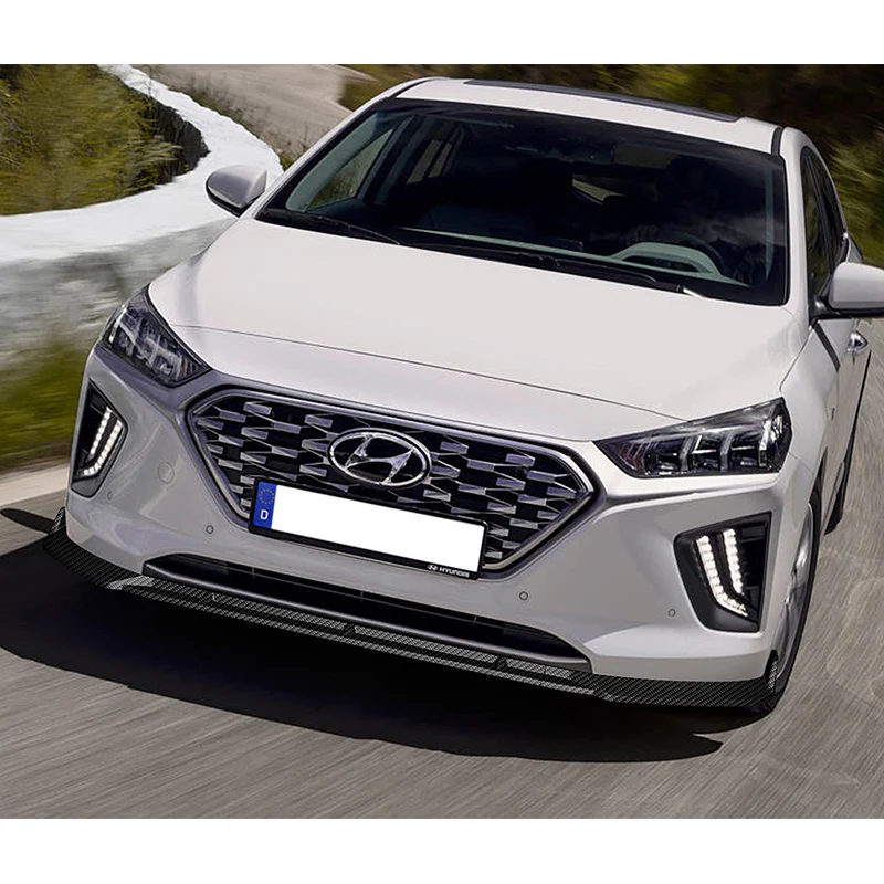 For 2017-2022 Hyundai IONIQ STP-Style Carbon Look 3-Piece Front Bumper Body Spoiler Splitter Lip Kit - Image 8