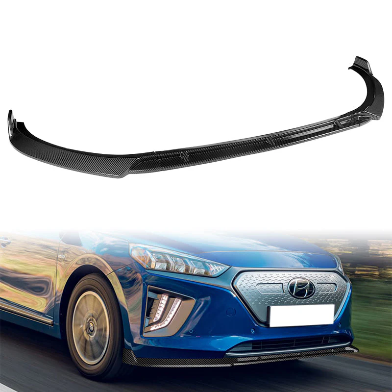 For 2017-2022 Hyundai IONIQ STP-Style Carbon Look 3-Piece Front Bumper Body Spoiler Splitter Lip Kit with Windshield Banner Combo - Image 10