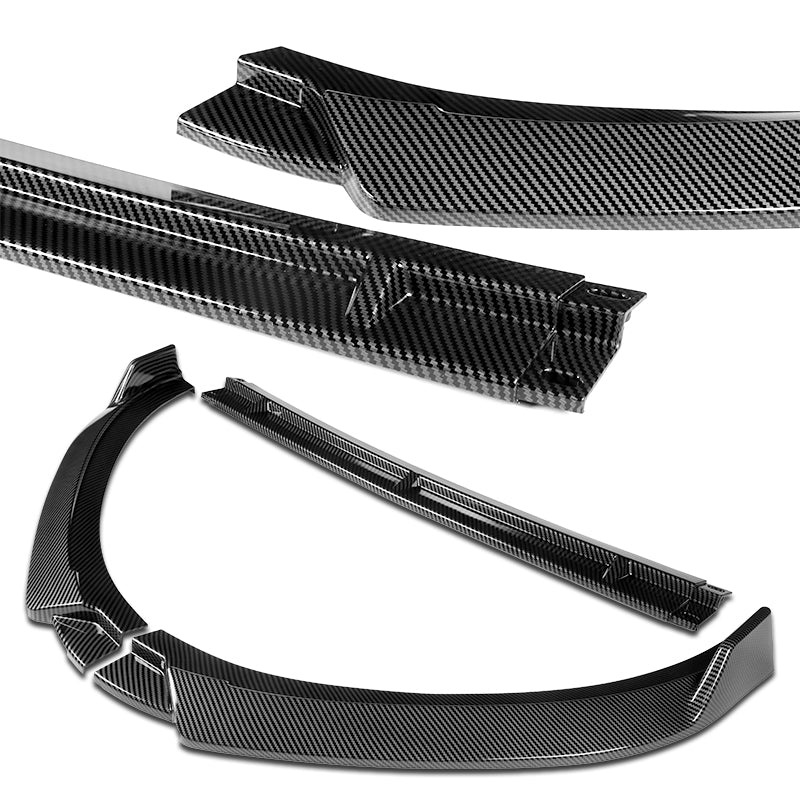 For 2017-2022 Hyundai IONIQ STP-Style Carbon Look 3-Piece Front Bumper Body Spoiler Splitter Lip Kit with Windshield Banner Combo - Image 3