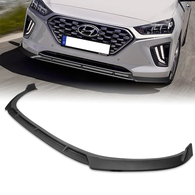 For 2017-2022 Hyundai IONIQ STP-Style Matte Black 3-Piece Front Bumper Body Spoiler Splitter Lip Kit - Image 7
