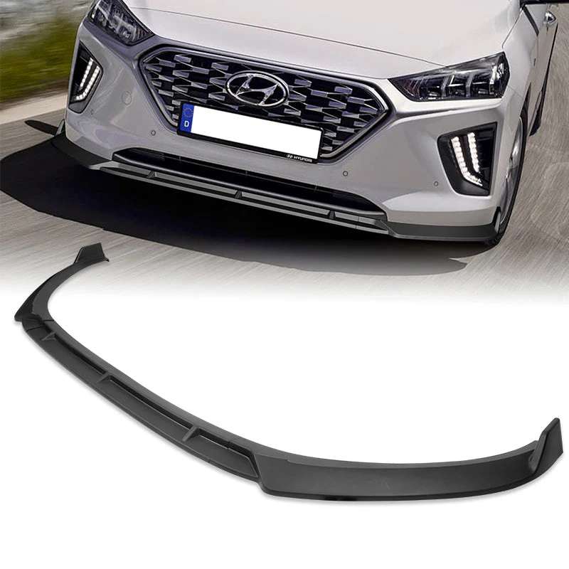 For 2017-2022 Hyundai IONIQ STP-Style Matte Black 3-Piece Front Bumper Body Spoiler Splitter Lip Kit with Windshield Banner Combo - Image 8