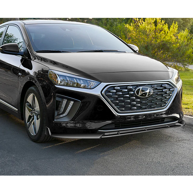 For 2017-2022 Hyundai IONIQ STP-Style Painted Black 3-Piece Front Bumper Body Spoiler Splitter Lip Kit - Image 7