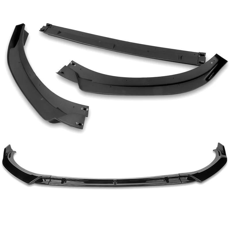 For 2017-2022 Hyundai IONIQ STP-Style Painted Black 3-Piece Front Bumper Body Spoiler Splitter Lip Kit with Windshield Banner Combo - Image 3