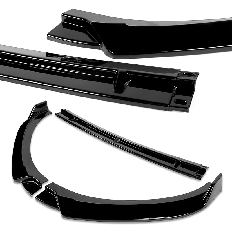 For 2017-2022 Hyundai IONIQ STP-Style Painted Black 3-Piece Front Bumper Body Spoiler Splitter Lip Kit with Windshield Banner Combo - Image 6