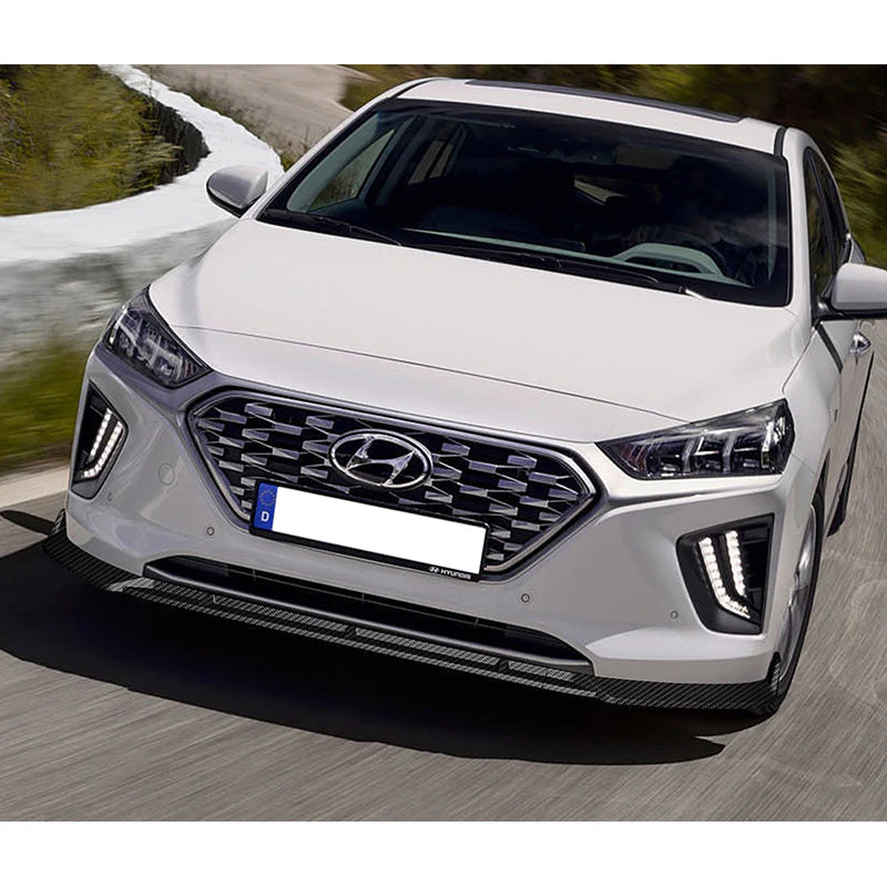 For 2017-2022 Hyundai IONIQ STP-Style Real Carbon Fiber 3-Piece Front Bumper Body Spoiler Splitter Lip Kit with Windshield Banner Combo - Image 9