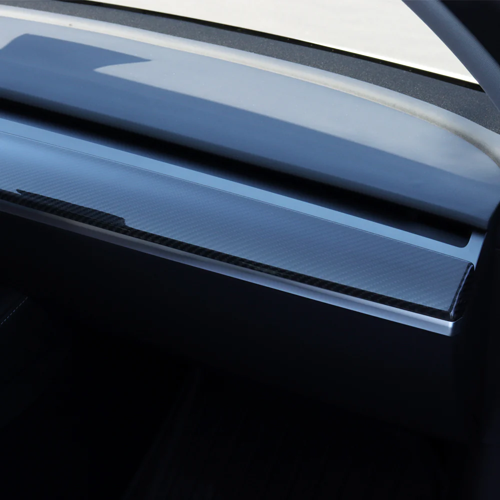 For 2017 - 2023 Tesla Model 3 / Model Y Real Carbon Fiber Dashboard Panel Interior Trim Strip Wrap Cover -Black Carbon Fiber - Image 5