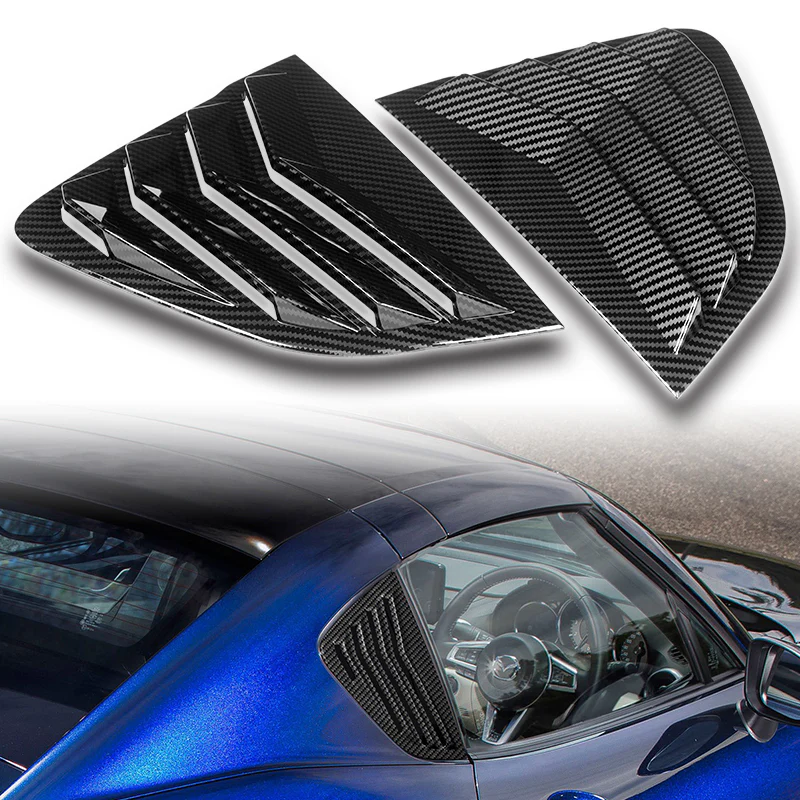 For 2017 - 2024 Mazda MX-5 Miata ABS Side Window Louvers Scoop Sun Shade Covers Vent -Carbon Fiber Look - Image 6