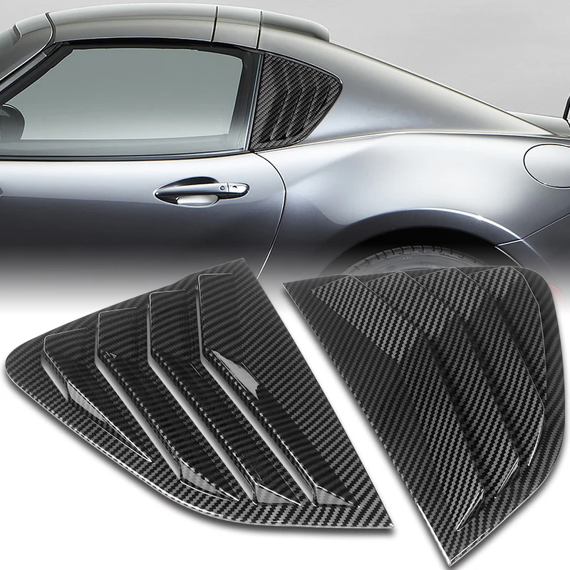 For 2017 - 2024 Mazda MX-5 Miata ABS Side Window Louvers Scoop Sun Shade Covers Vent -Carbon Fiber Look - Image 7
