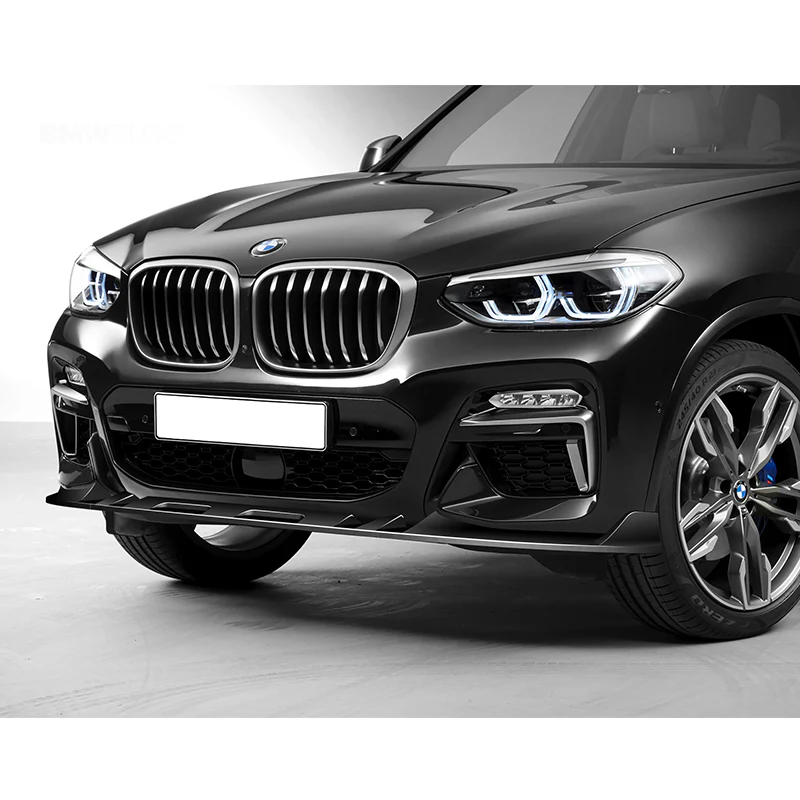 For 2018-2021 BMW X3 X4 G01 G02 M-Sport Painted Black Front Bumper Body Splitter Spoiler Lip 3PCS - Image 5