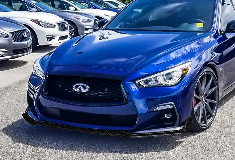 For 2018-2021 Infiniti Q50 Real Carbon Fiber Front Bumper Body Splitter Spoiler Lip 3PCS - Image 5