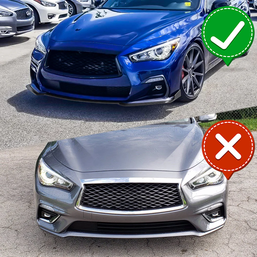 For 2018-2021 Infiniti Q50 Real Carbon Fiber Front Bumper Body Splitter Spoiler Lip 3PCS - Image 6