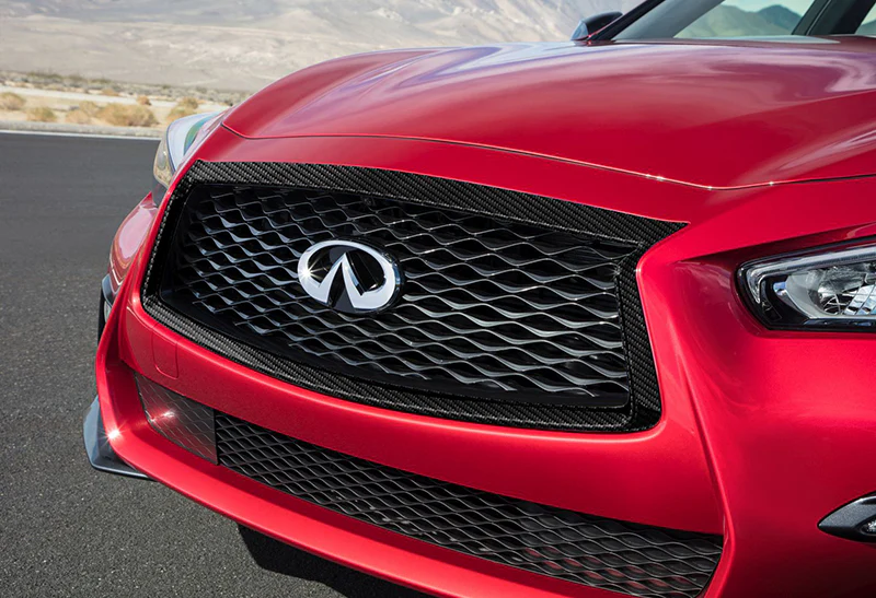 For 2018 - 2021 Infiniti Q50 Real Carbon Fiber Front Bumper Grille Grill Outline Trim Overlay Cover - Image 5