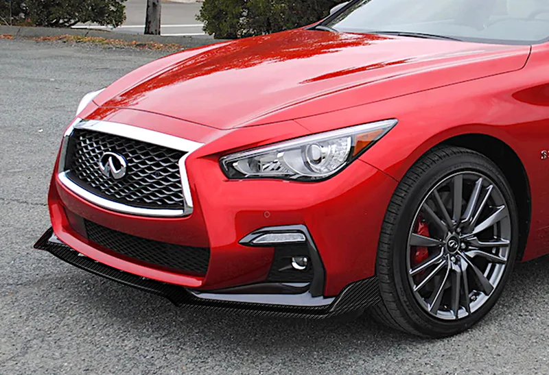 For 2018-2021 Infiniti Q50 Sport Carbon Look Front Bumper Body Kit Spoiler Lip 3-PCS - Image 5