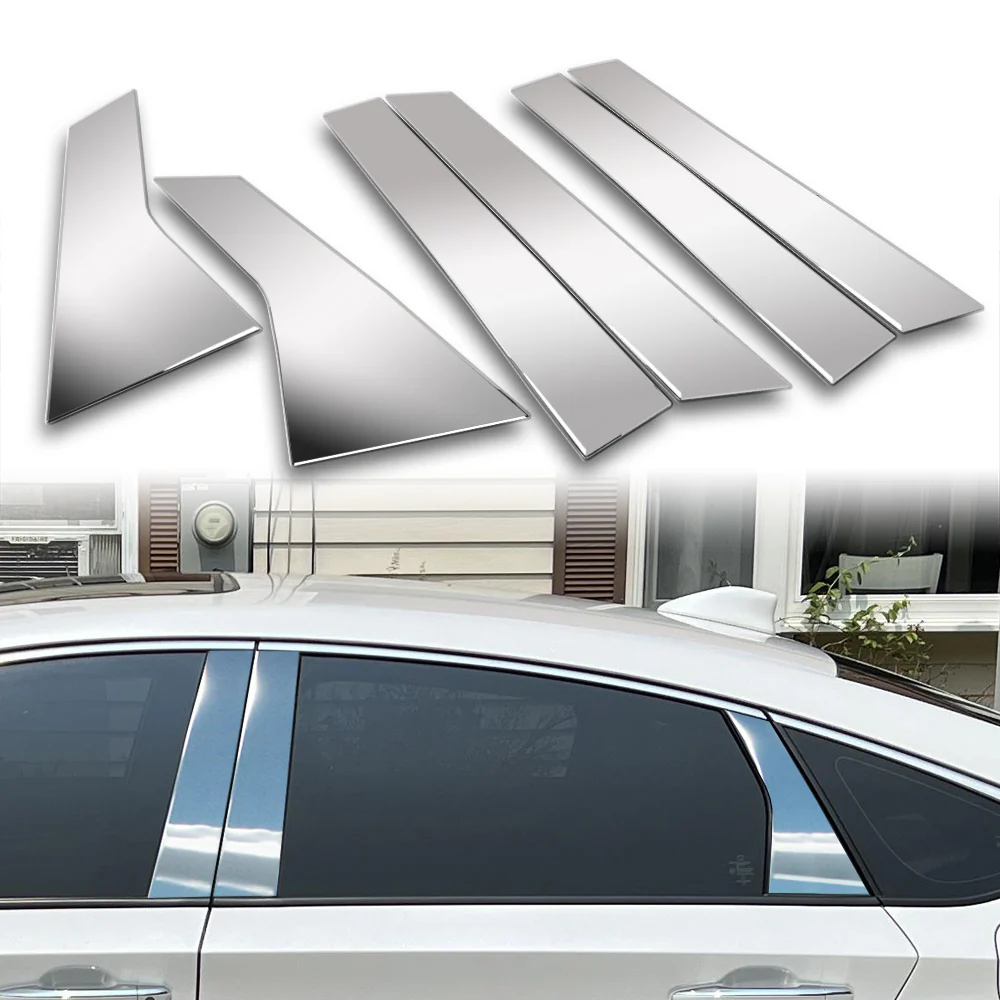 For 2018 - 2022 Honda Accord 4-DR/Sedan Mirror Chrome Exterior Stainless Car Window Door Pillar Trim 6-PCS - Image 6