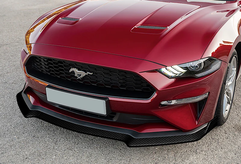 For 2018-2023 Ford Mustang Real Carbon Fiber GT-Style Front Bumper Body Kit Spoiler Lip 3-PCS - Image 5