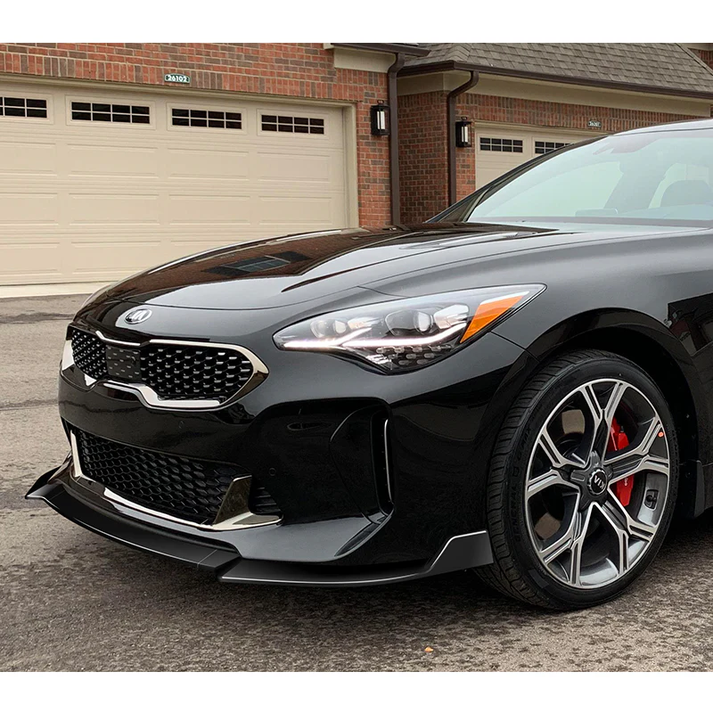 For 2018-2023 Kia Stinger GT-Line Painted Black Front Bumper Splitter Spoiler Lip 3PCS - Image 5