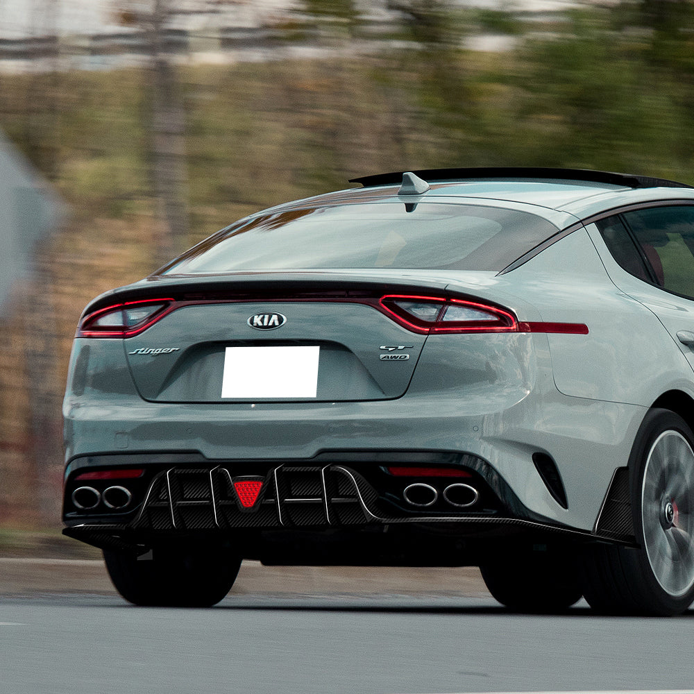 For 2018-2023 Kia Stinger Rear Bumper Diffuser Lip W/LED Light -Real Carbon Fiber - Image 10