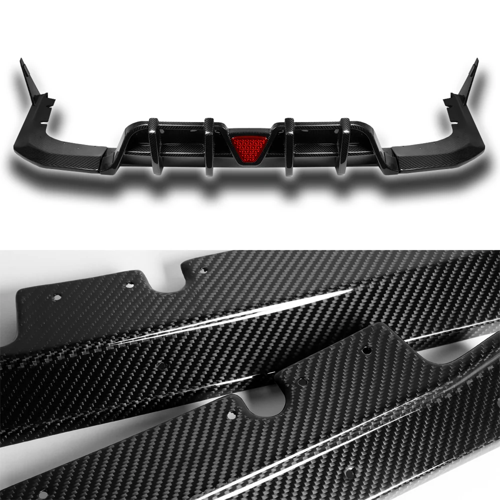 For 2018-2023 Kia Stinger Rear Bumper Diffuser Lip W/LED Light -Real Carbon Fiber - Image 2