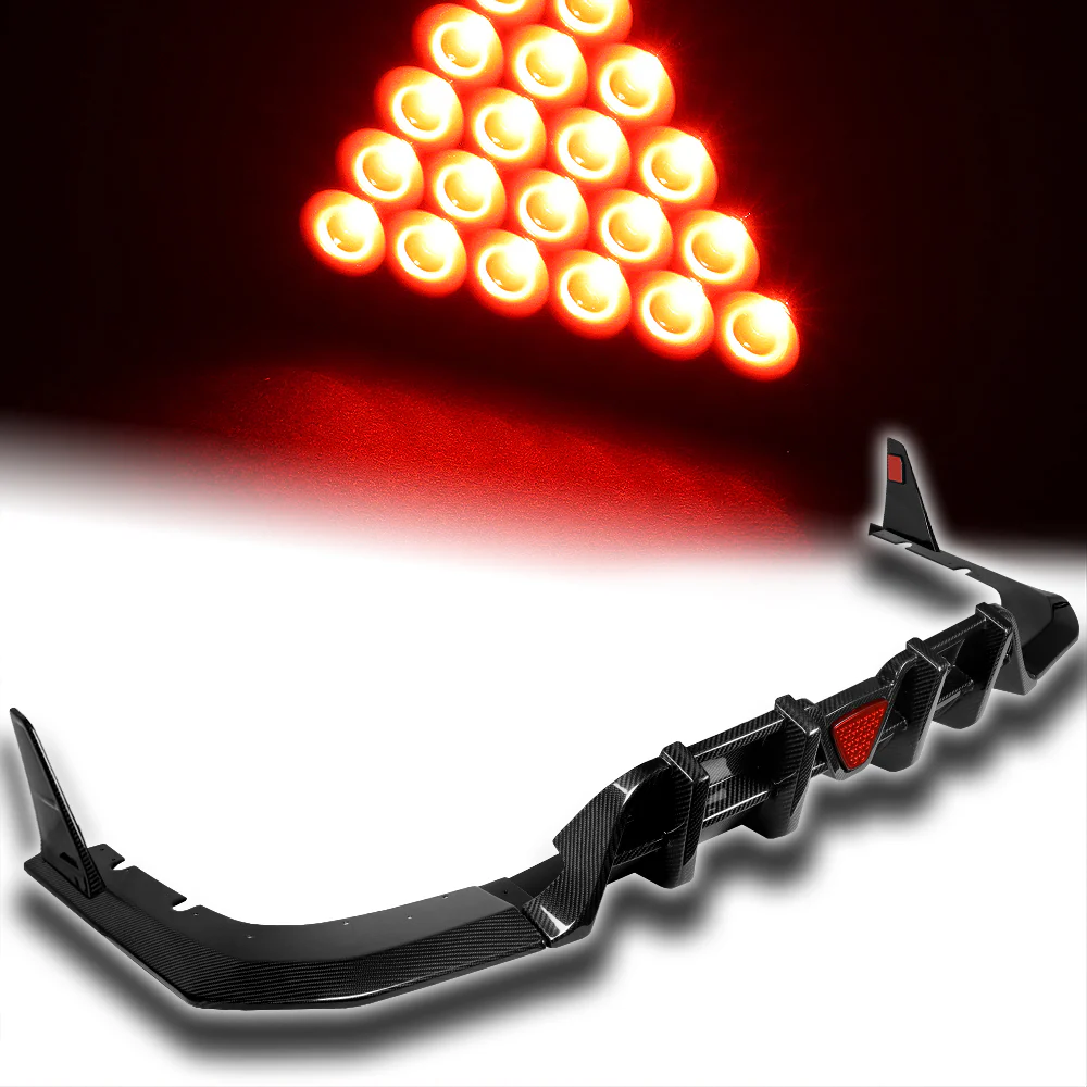 For 2018-2023 Kia Stinger Rear Bumper Diffuser Lip W/LED Light -Real Carbon Fiber - Image 5