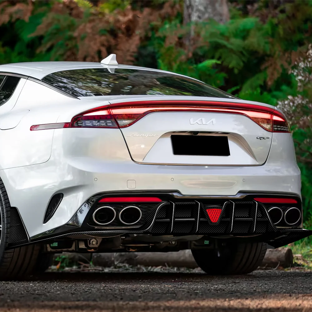 For 2018-2023 Kia Stinger Rear Bumper Diffuser Lip W/LED Light -Real Carbon Fiber - Image 8