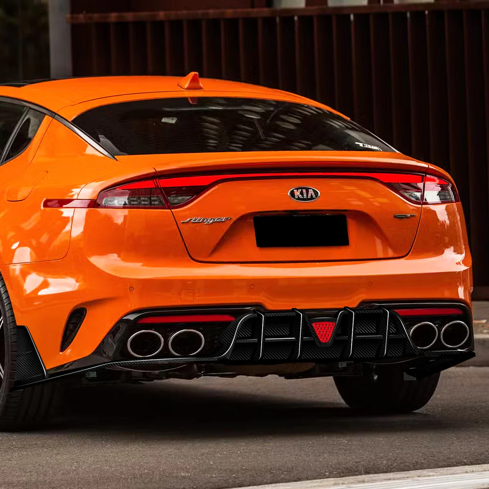 For 2018-2023 Kia Stinger Rear Bumper Diffuser Lip W/LED Light -Real Carbon Fiber - Image 9
