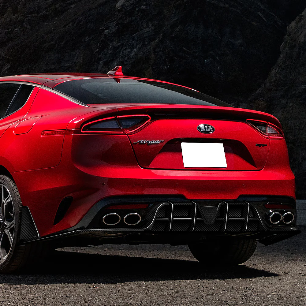 For 2018-2023 Kia Stinger Rear Bumper Diffuser Lip W/LED Smoke Light -Real Carbon Fiber - Image 10