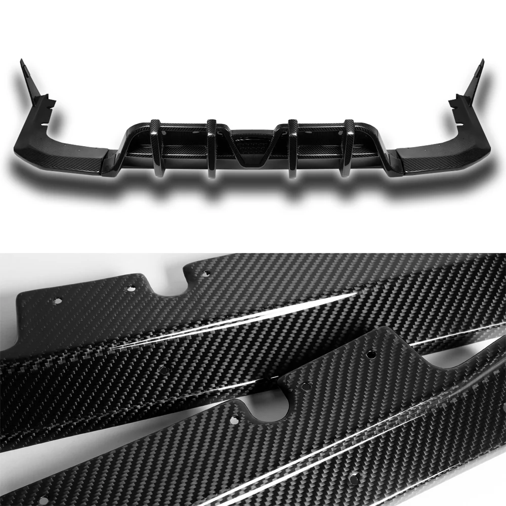 For 2018-2023 Kia Stinger Rear Bumper Diffuser Lip W/LED Smoke Light -Real Carbon Fiber - Image 2