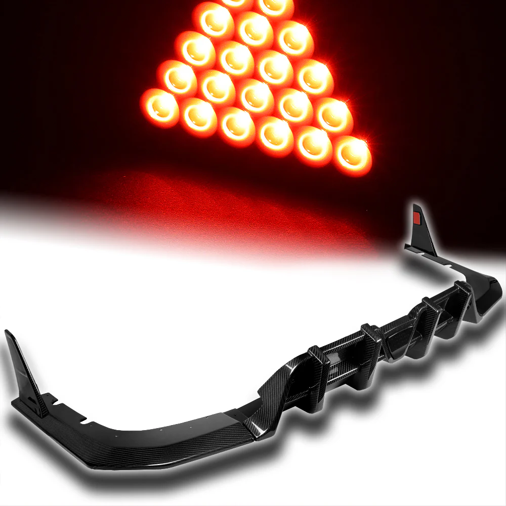 For 2018-2023 Kia Stinger Rear Bumper Diffuser Lip W/LED Smoke Light -Real Carbon Fiber - Image 5