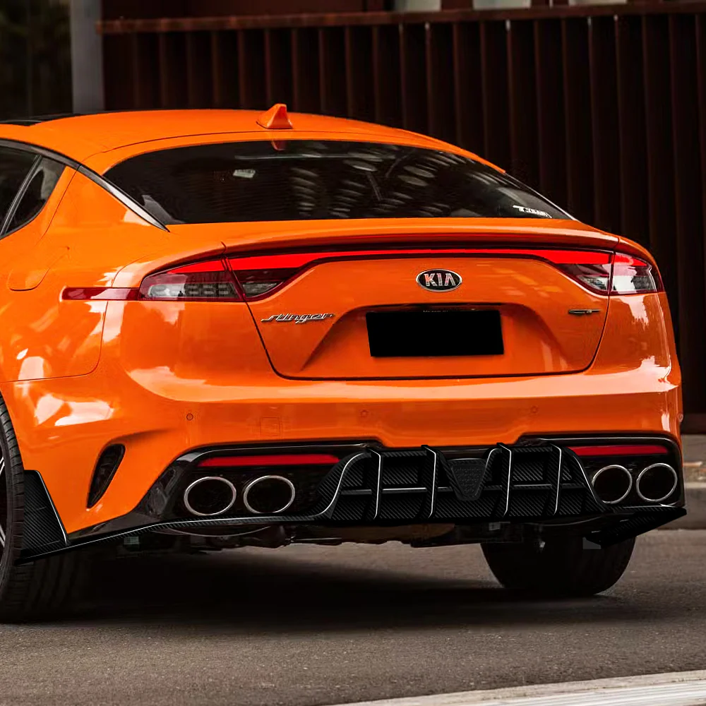 For 2018-2023 Kia Stinger Rear Bumper Diffuser Lip W/LED Smoke Light -Real Carbon Fiber - Image 9