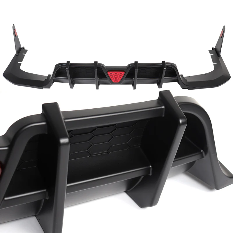 For 2018-2023 Kia Stinger Rear Bumper Diffuser Spoiler Lip W / LED Light - Image 2