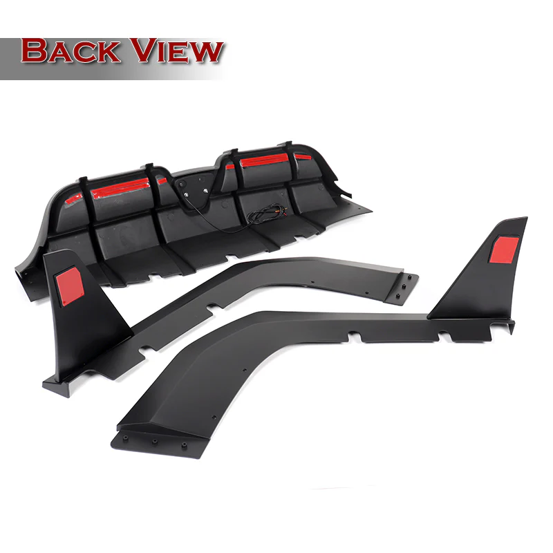 For 2018-2023 Kia Stinger Rear Bumper Diffuser Spoiler Lip W / LED Light - Image 3