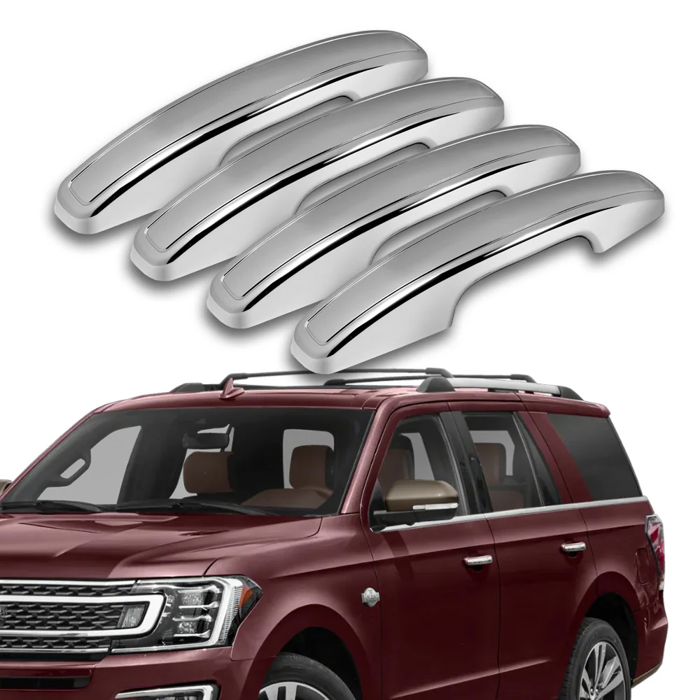 For 2018 - 2024 Ford Expedition Mirror Chrome Exterior Door Pull Handle Lever Cover Cap Trim Kit No Smart Keyhole - Image 6